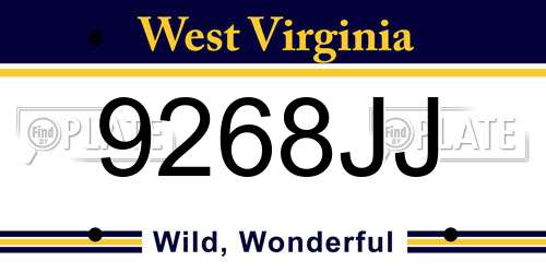 9268JJ West Virginia License Plate