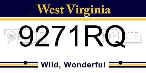 9271RQ West Virginia License Plate