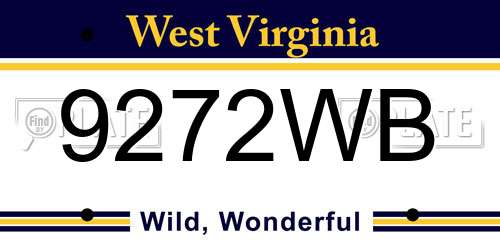 9272WB West Virginia License Plate