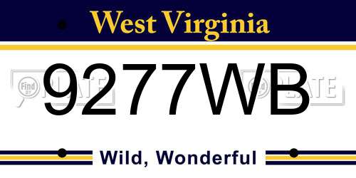 9277WB West Virginia License Plate