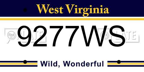 9277WS West Virginia License Plate