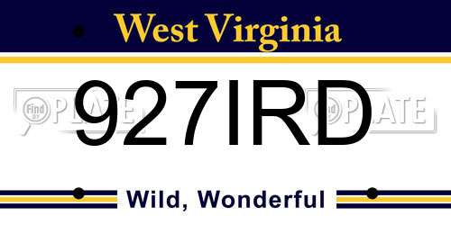 927IRD West Virginia License Plate