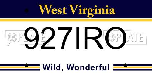 927IRO West Virginia License Plate