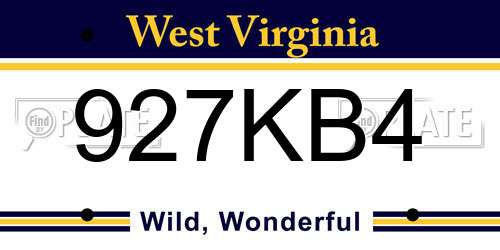 927KB4 West Virginia License Plate
