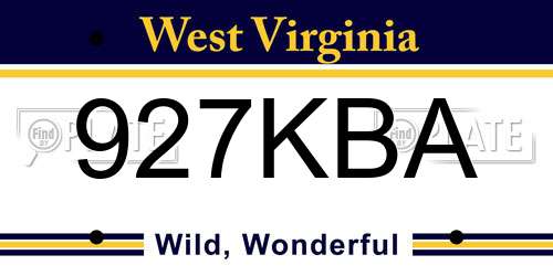 927KBA West Virginia License Plate