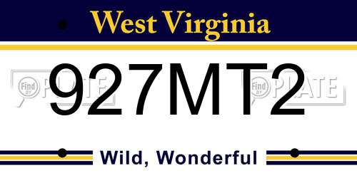 927MT2 West Virginia License Plate