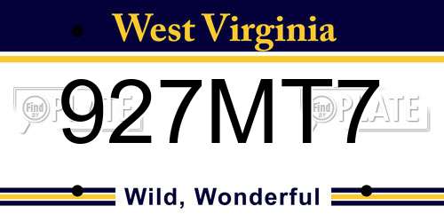 927MT7 West Virginia License Plate