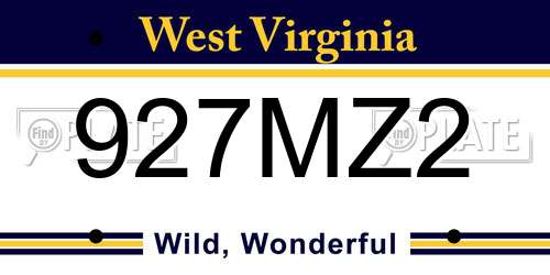 927MZ2 West Virginia License Plate