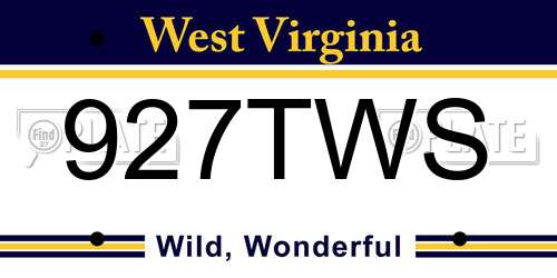 927TWS West Virginia License Plate