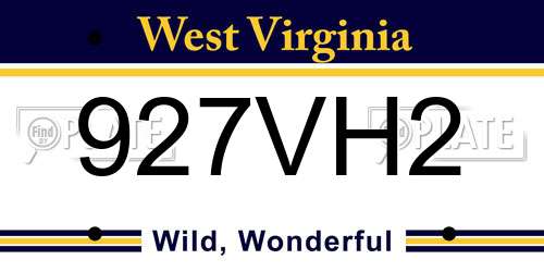 927VH2 West Virginia License Plate