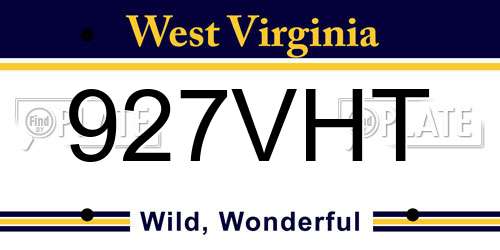 927VHT West Virginia License Plate