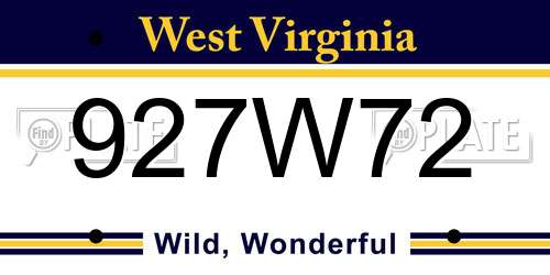 927W72 West Virginia License Plate