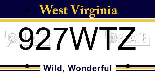 927WTZ West Virginia License Plate