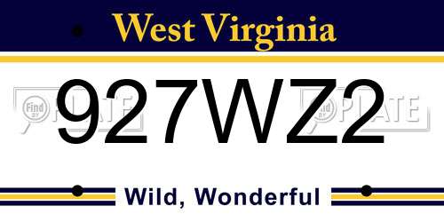 927WZ2 West Virginia License Plate