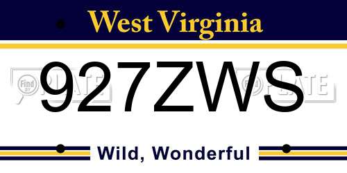 927ZWS West Virginia License Plate
