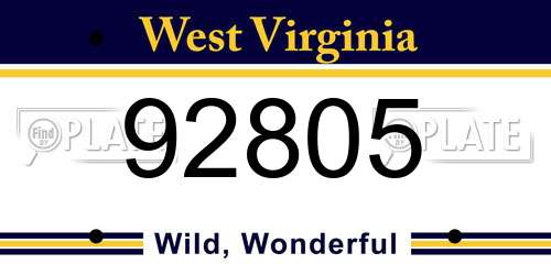 92805 West Virginia License Plate