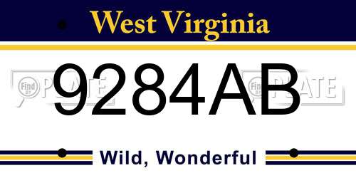 9284AB West Virginia License Plate