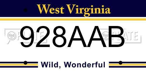 928AAB West Virginia License Plate