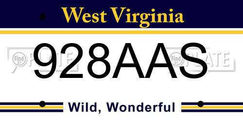 928AAS West Virginia License Plate