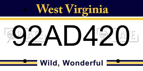 92AD420 West Virginia License Plate