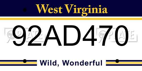92AD470 West Virginia License Plate