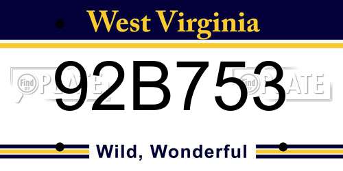 92B753 West Virginia License Plate