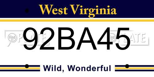 92BA45 West Virginia License Plate