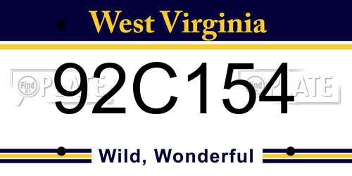 92C154 West Virginia License Plate
