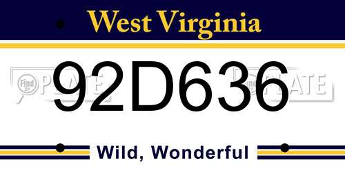 92D636 West Virginia License Plate