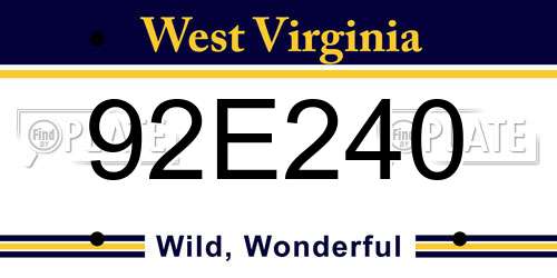 92E240 West Virginia License Plate
