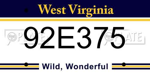 92E375 West Virginia License Plate