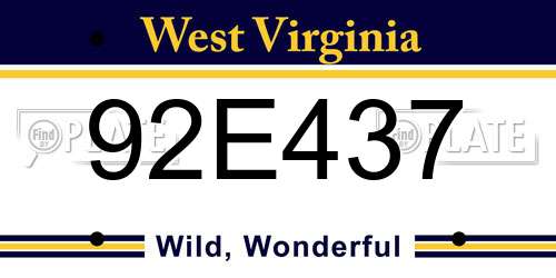 92E437 West Virginia License Plate