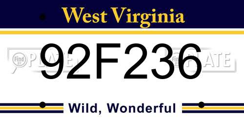 92F236 West Virginia License Plate