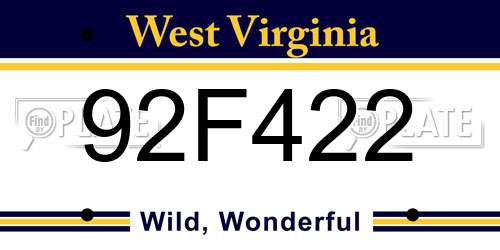 92F422 West Virginia License Plate