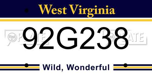 92G238 West Virginia License Plate