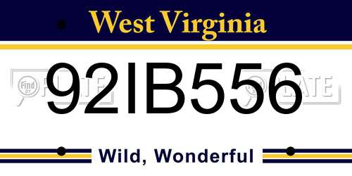 92IB556 West Virginia License Plate