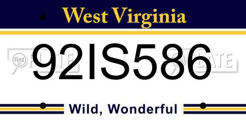 92IS586 West Virginia License Plate