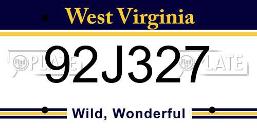 92J327 West Virginia License Plate