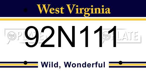 92N111 West Virginia License Plate