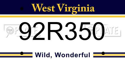 92R350 West Virginia License Plate