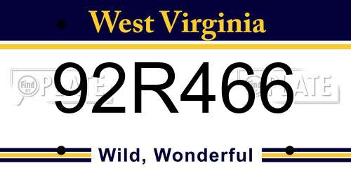 92R466 West Virginia License Plate
