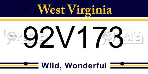 92V173 West Virginia License Plate