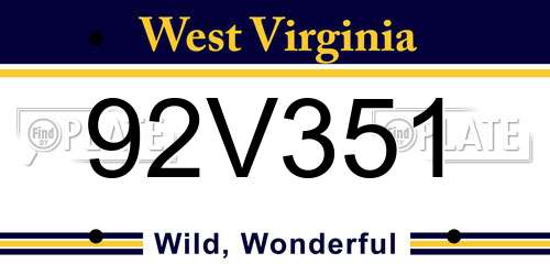 92V351 West Virginia License Plate