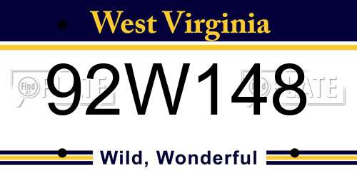 92W148 West Virginia License Plate