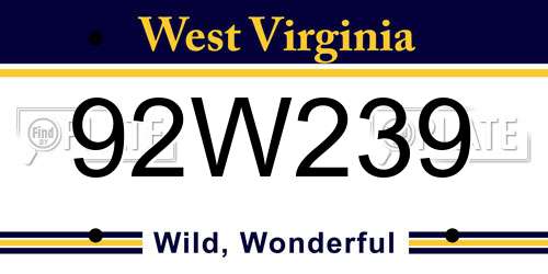 92W239 West Virginia License Plate