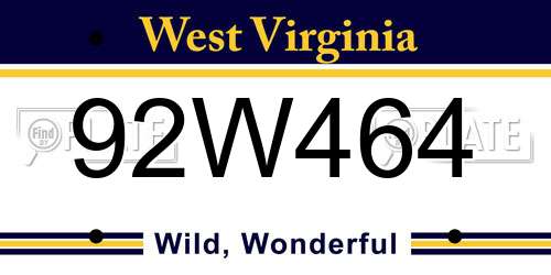 92W464 West Virginia License Plate