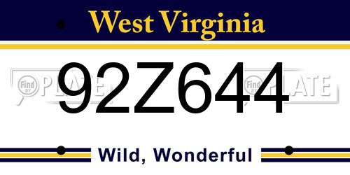 92Z644 West Virginia License Plate