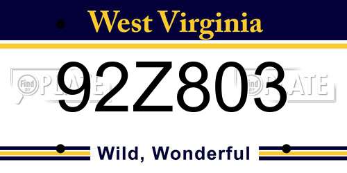 92Z803 West Virginia License Plate
