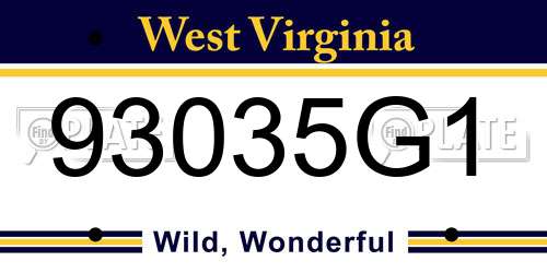 93035G1 West Virginia License Plate