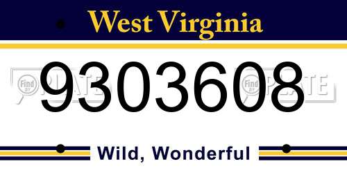 9303608 West Virginia License Plate